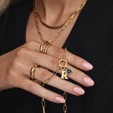 Paperclip Birthstone Initial Charm Necklace