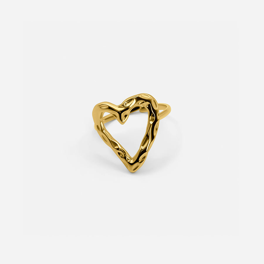 ADJUSTABLE TEXTURED HEART RING - GOLD
