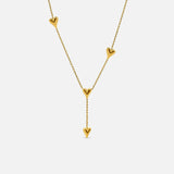 Love Heart Drop Necklace - Gold