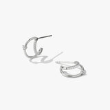 Pave & Prong Crystal Double Hoop Earrings