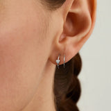 Pave Heart Double Hoops