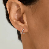 Blue Sapphire & Pave Double Hoops