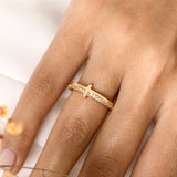 ENGRAVED GOLDEN CROSS RING