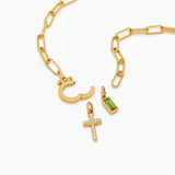 Paperclip Birthstone Cross Carabiner Necklace