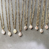 Hanalei Pearl Coin Paperclip Necklace