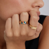 Princess Cut Birthstone Band Ring