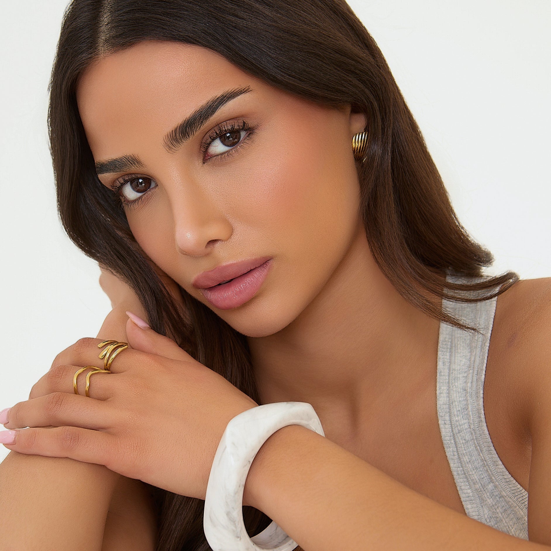 ADJUSTABLE DOUBLE LAYER RING - GOLD