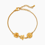 Personalized Birth Flower Charm Bracelet