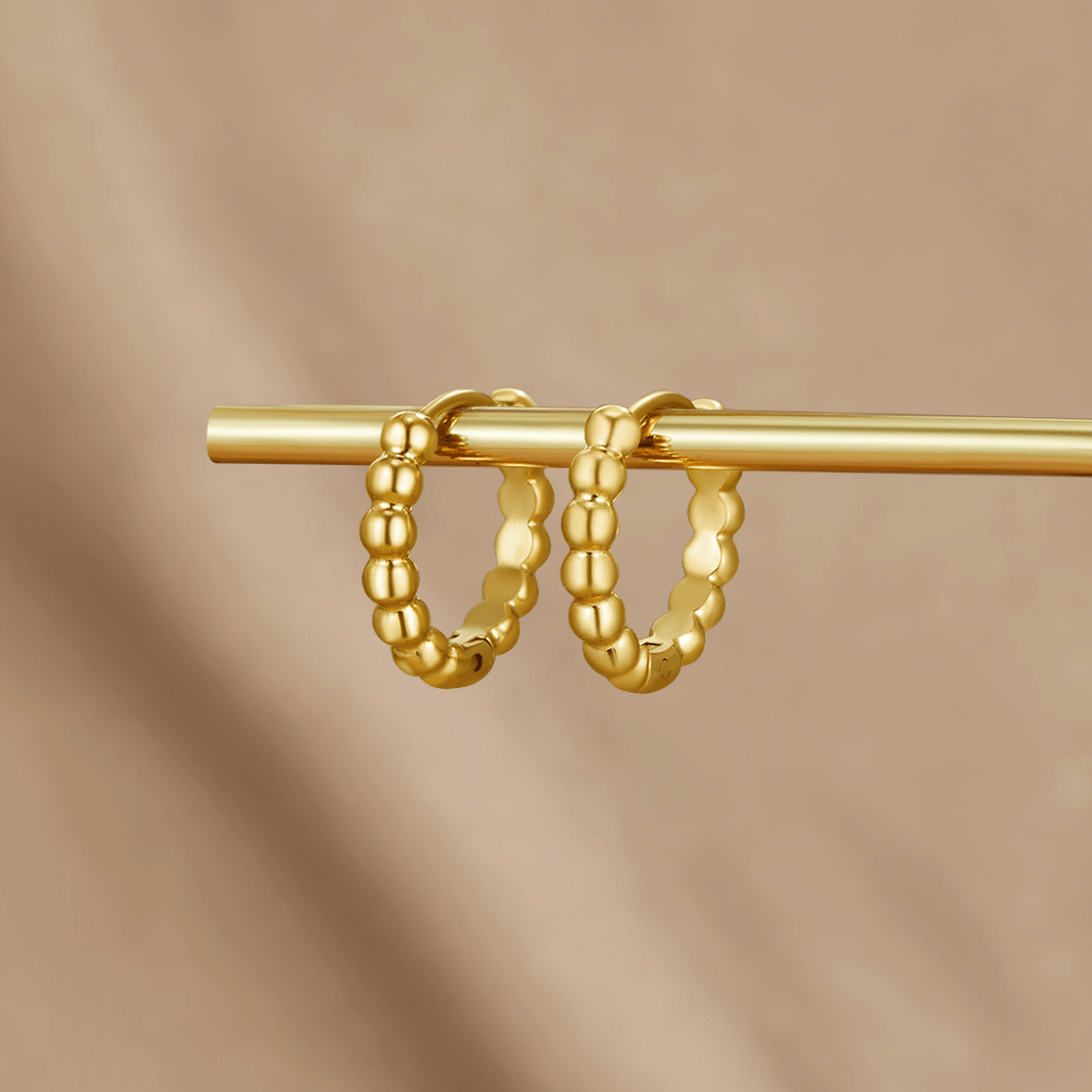 Leona Gold Bead Hoop Earrings