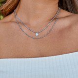 Lia Layered Silver Coin Bead Necklace