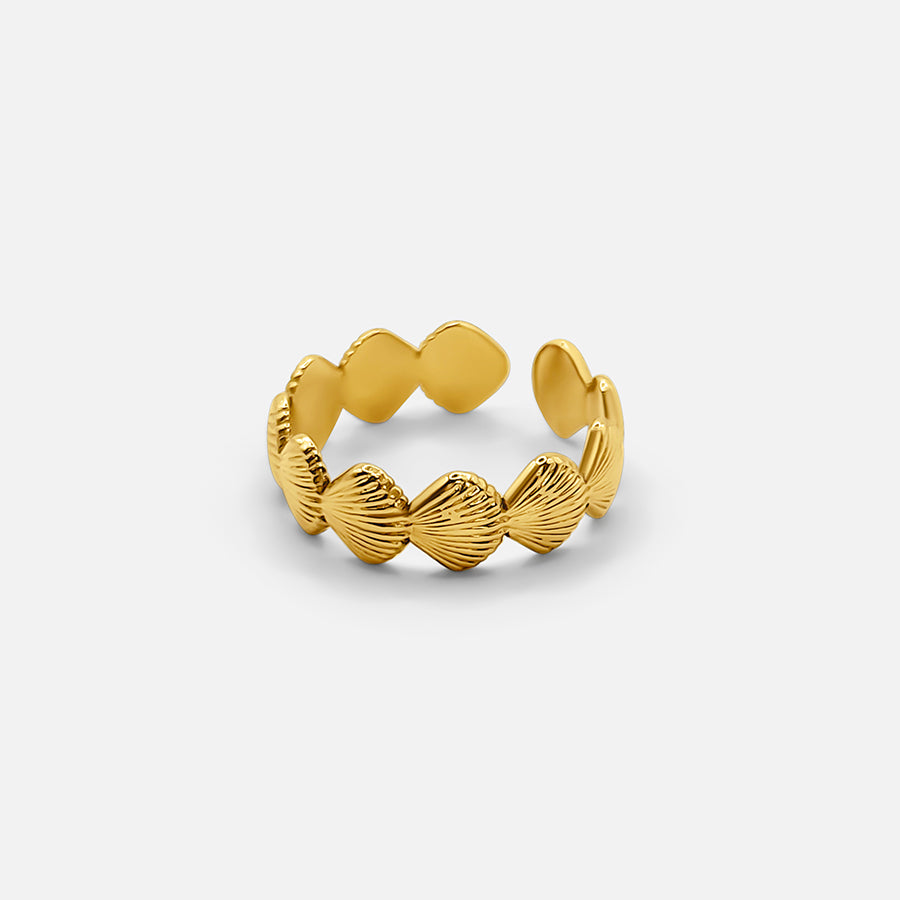 ADJUSTABLE SHELL STACKING RING - GOLD