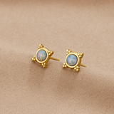 Vintage Blue Opal Stud Earrings
