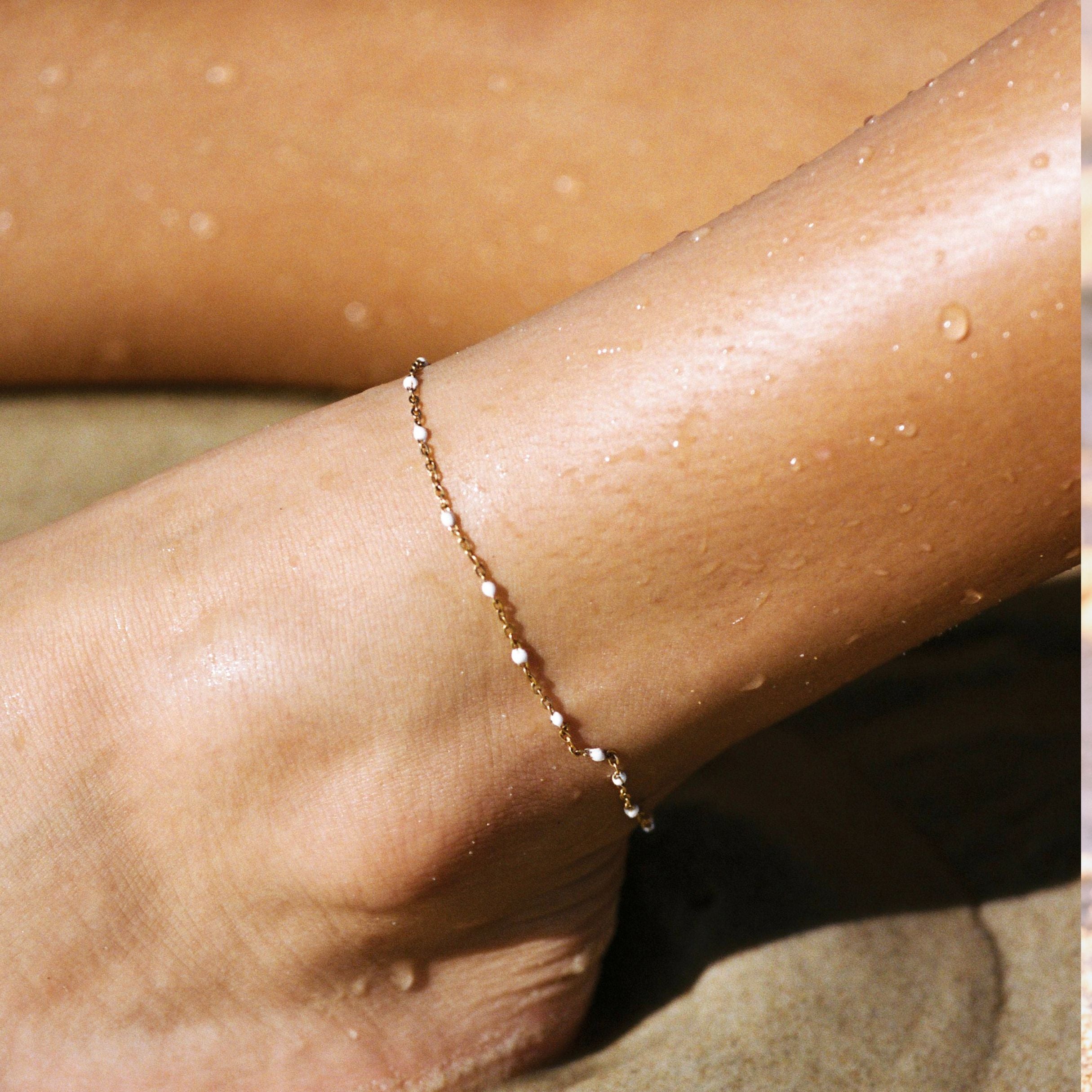 White Beaded Anklet