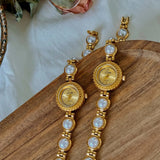 Anara Women's Watch - Elegant Golden Quartz Timepiece with Pearl Inlay