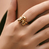 Cindella Gold Rings for Women - Adjustable Stainless Steel Bubble Letter Design