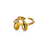 Cindella Gold Rings for Women - Adjustable Stainless Steel Bubble Letter Design