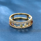 Emily Ring - Dainty Square Ring with Rainbow Crystal for Women