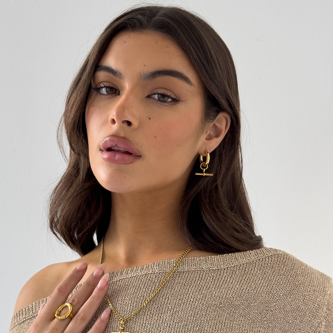 T-BAR HOOPS GOLD