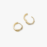 Cross Half Pave Sapphire Huggies