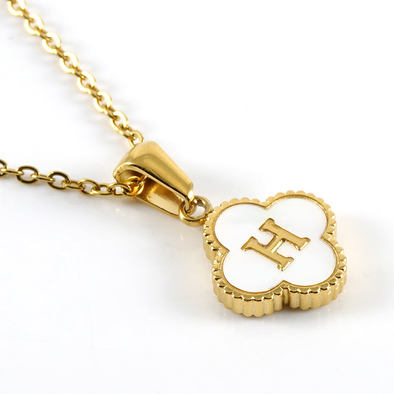 Pearl Clover Initial Necklace