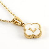 Pearl Clover Initial Necklace