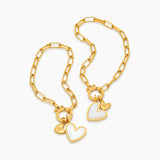 Paperclip Initial Heart Duo Bracelet