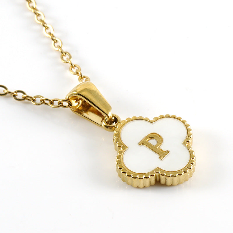 Pearl Clover Initial Necklace