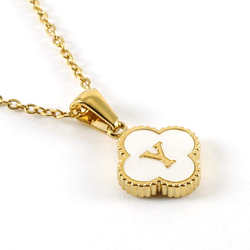 Pearl Clover Initial Necklace