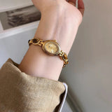 Aubrette Women's Watch - Luxury Jade Bracelet Quartz Timepiece, Elegant Gold Design